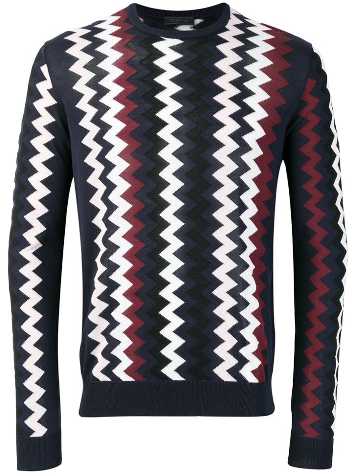 Prada Zig-zag Print Sweater - Blue