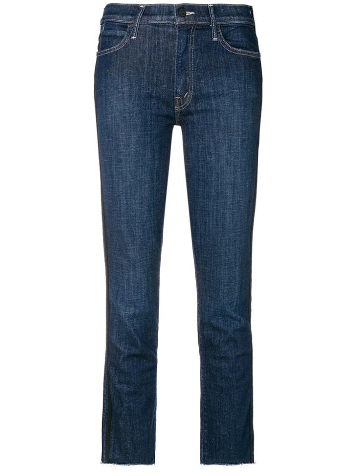 Mother Frayed Hem Cropped Jeans - Blue