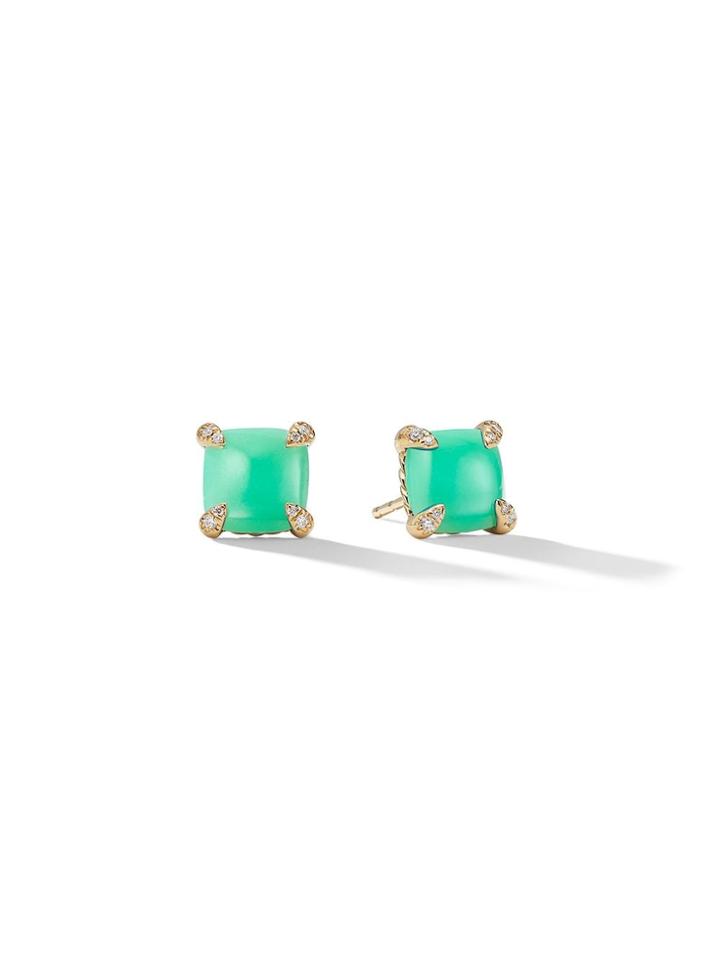 David Yurman 18kt Yellow Gold Châtelaine Chrysoprase And Diamond Stud