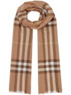 Burberry Lightweight Check Wool Silk Scarf - Brown