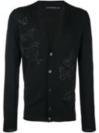 Alexander Mcqueen Butterfly Embroidered Cardigan, Men's, Size: Medium, Black, Silk/polyester/viscose/wool
