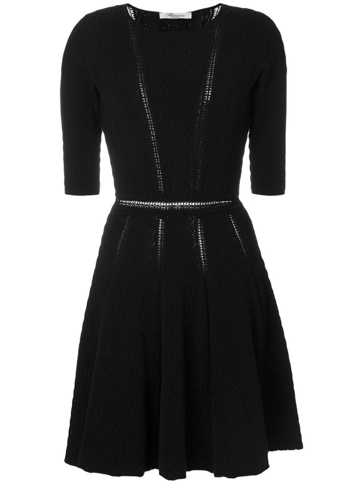 Blumarine Flared Embroidered Dress - Black