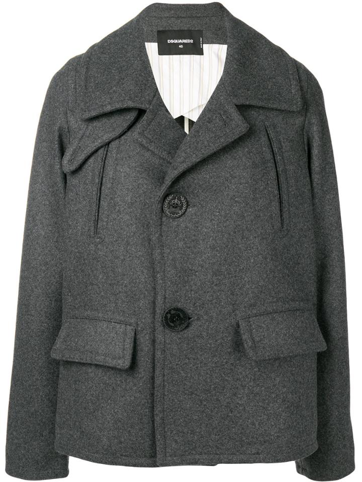 Dsquared2 Longsleeved Buttoned Up Short Coat - Grey