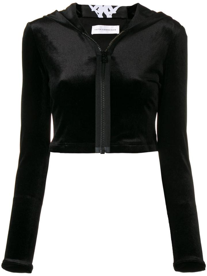 Faith Connexion Cropped Zip Hoodie - Black