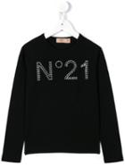 No21 Kids Logo Studded Sweatshirt, Girl's, Size: 11 Yrs, Black