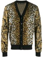Versace Leopard Intarsia Cardigan - Black