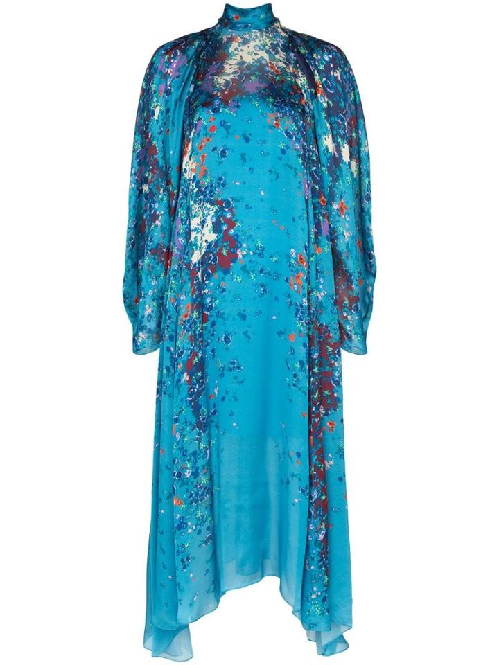 Givenchy Floral Printed Midi Gown - Blue