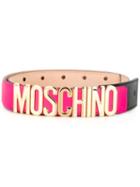 Moschino Logo Belt, Women's, Size: 75, Pink/purple, Leather/metal (other)