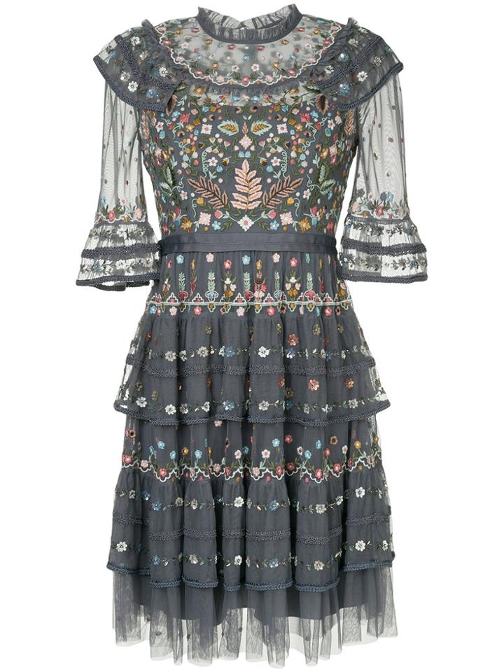 Needle & Thread Floral Embroidered Dress - Blue