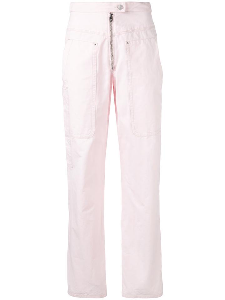 Isabel Marant - Cropped Duke Trousers - Women - Cotton - 38, Pink/purple, Cotton