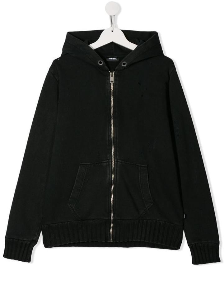 Diesel Kids Teen Distressed Look Hoodie - Black