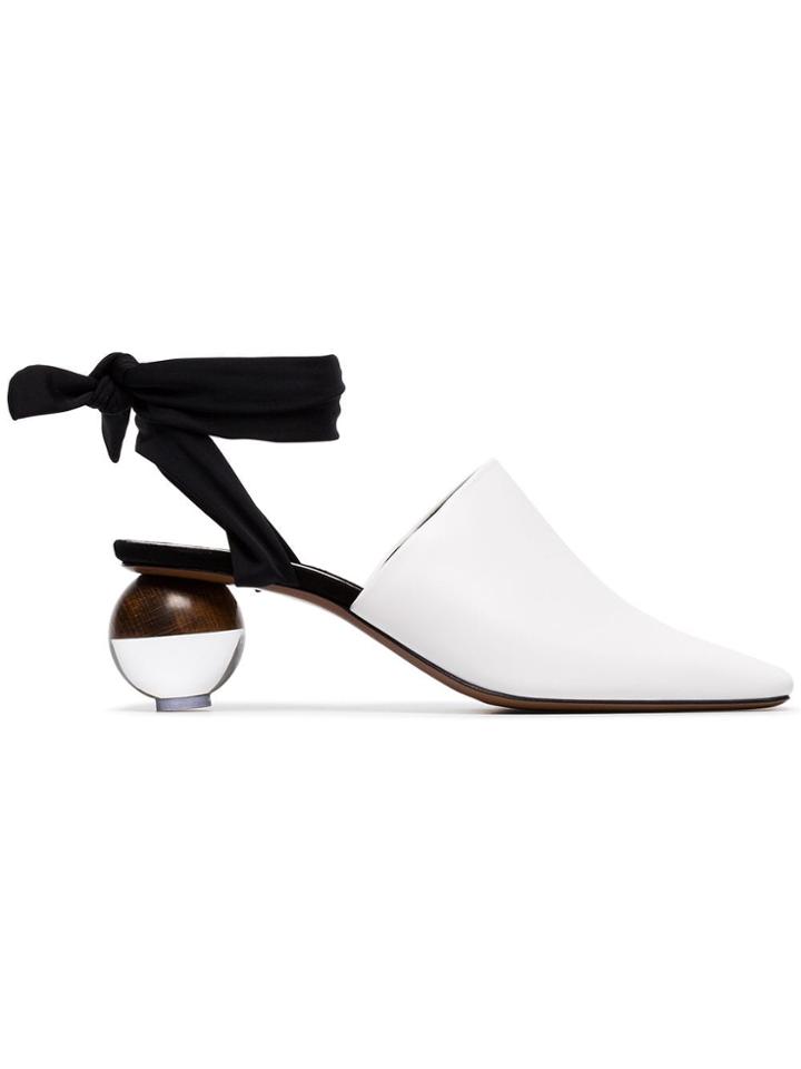 Neous Leather Brough 55 Ball Heel Mules - White