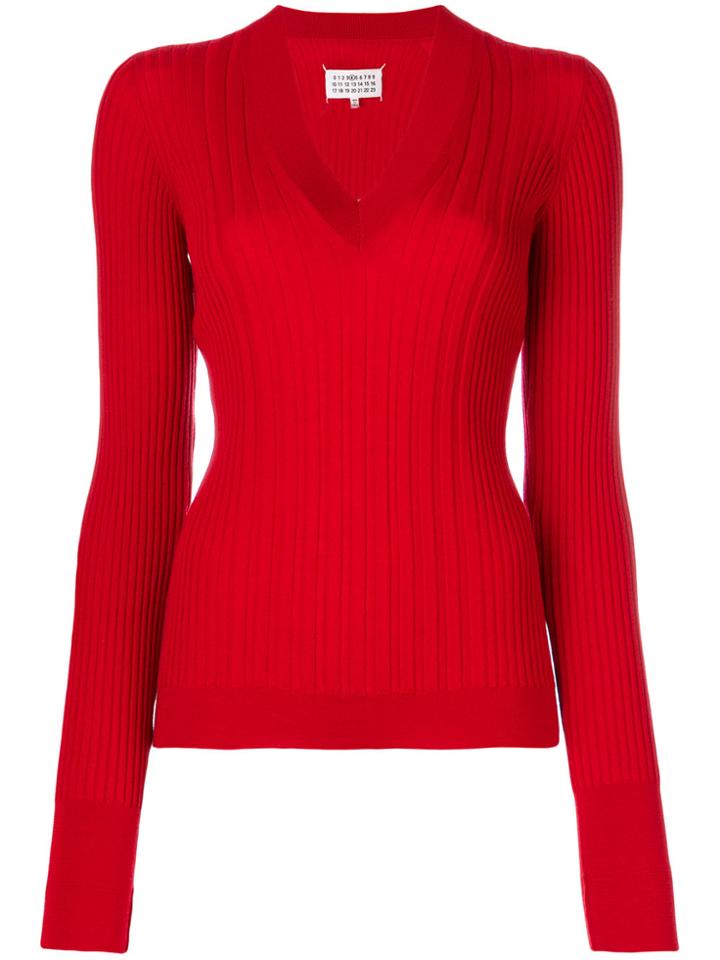 Maison Margiela Ribbed V-neck Sweater - Unavailable
