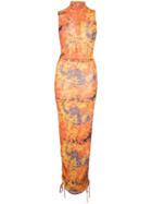 Priscavera Printed Roll Neck Dres - Orange