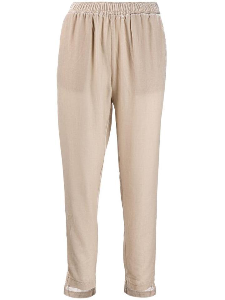 Gold Hawk Asymmetric Hem Trousers - Neutrals