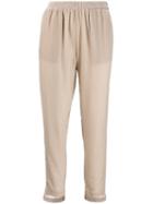 Gold Hawk Asymmetric Hem Trousers - Neutrals