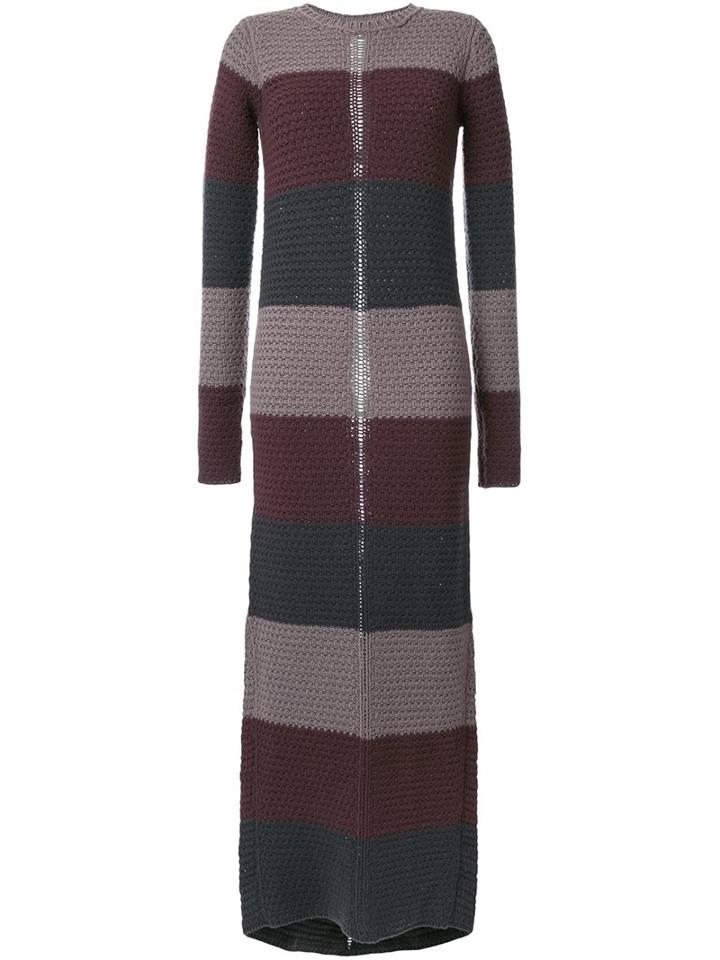 Rick Owens Striped Knitted Dress, Women's, Size: Xs, Brown, Wool