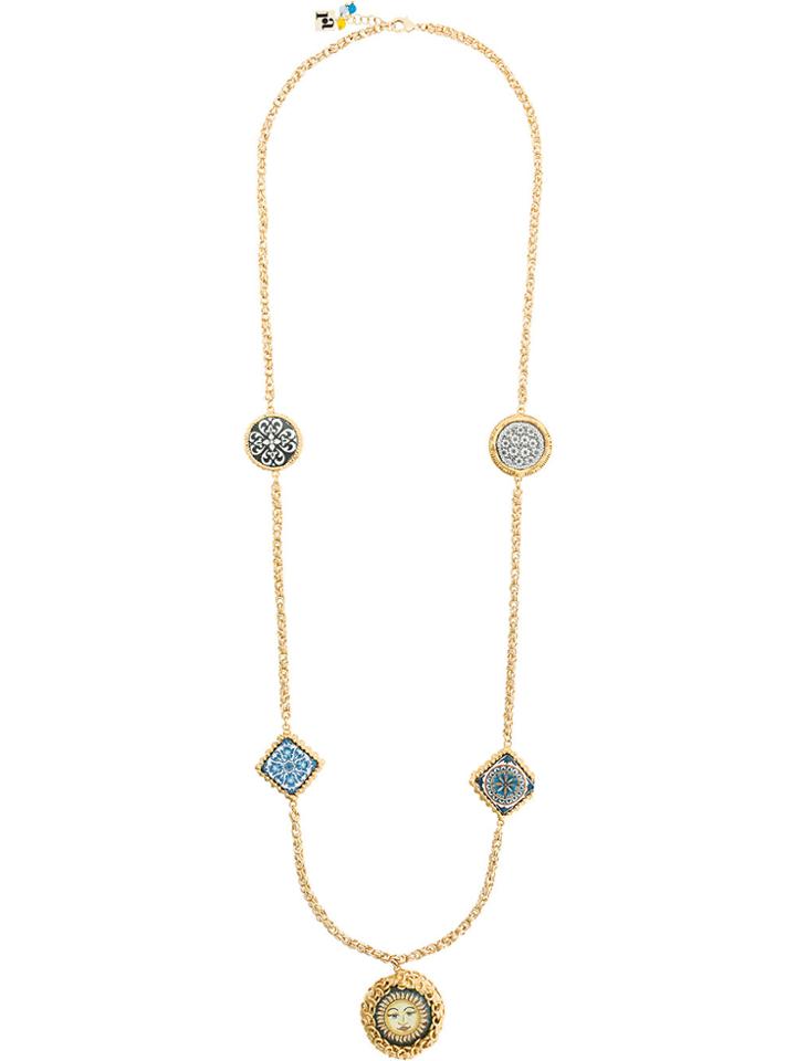 Rosantica Painted Ceramic Tile Necklace - Metallic
