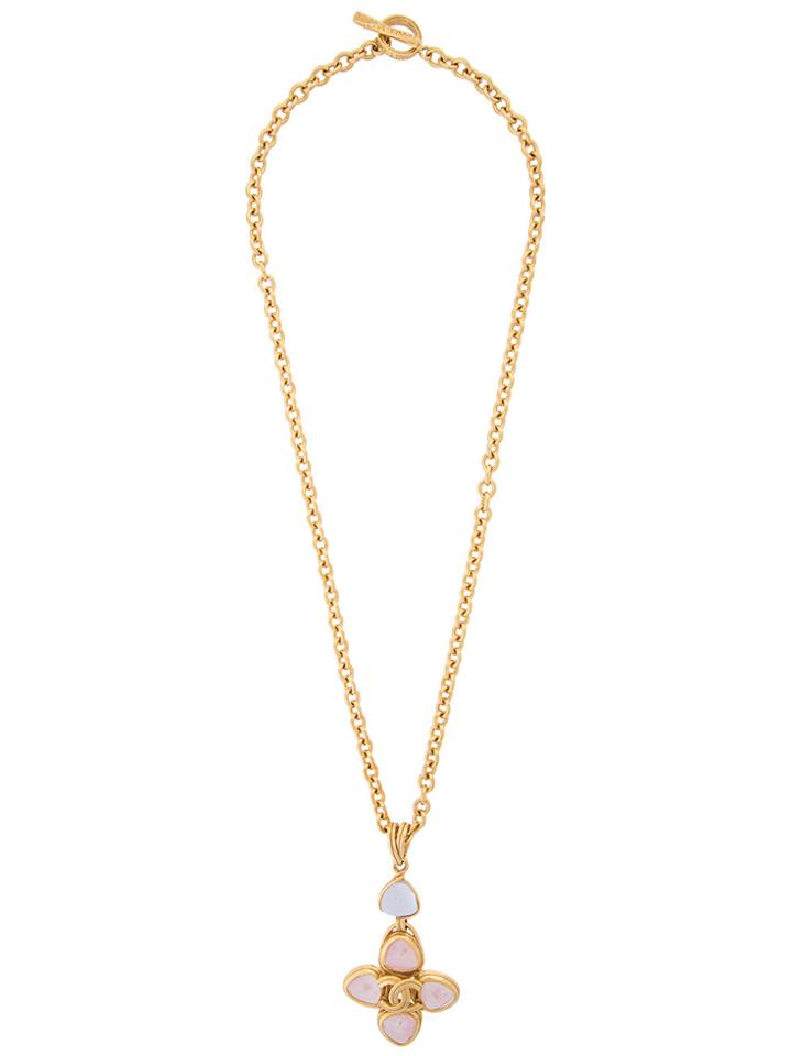Chanel Vintage Chanel Stones Pendant Necklace - Metallic