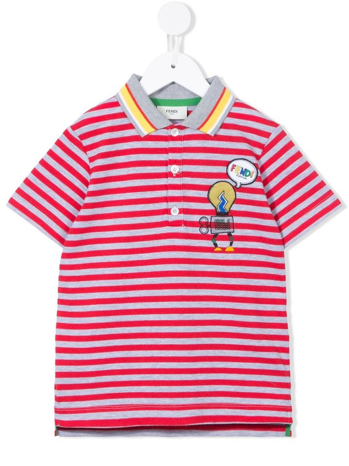 Fendi Kids Striped Polo Shirt, Boy's, Size: 8 Yrs, Red