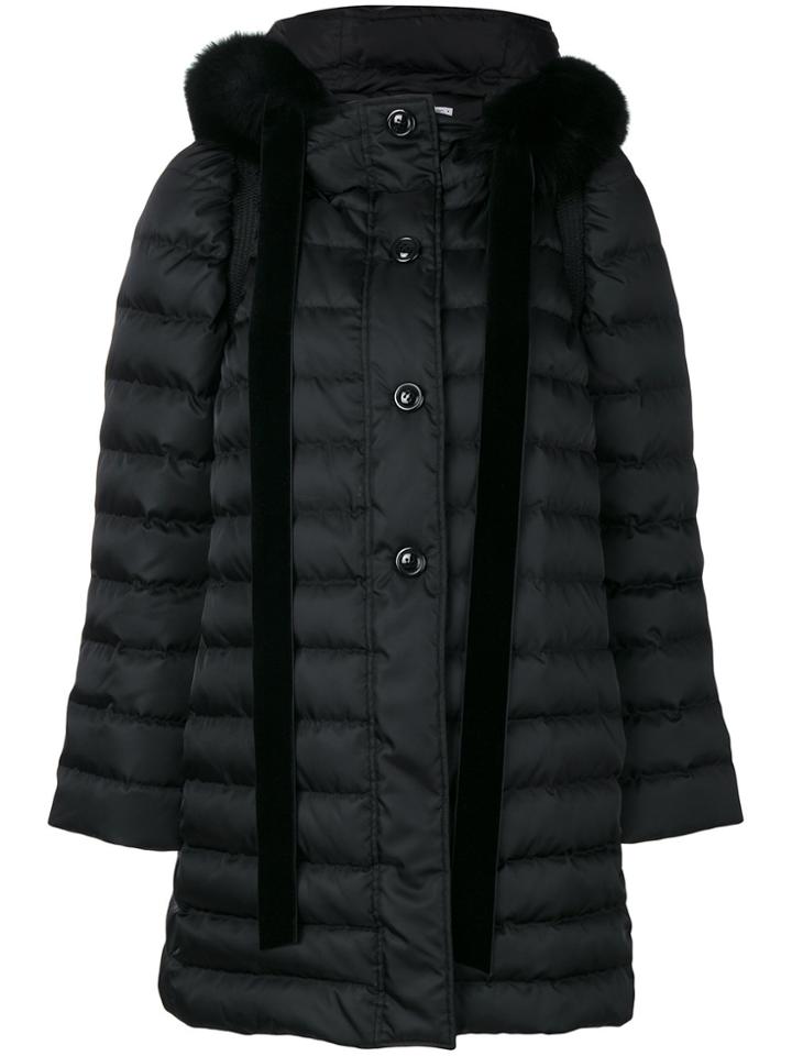 Miu Miu Hooded Coat - Black