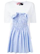 Jenny Fax - Smocked Gingham Insert T-shirt - Women - Cotton - M, Women's, White, Cotton