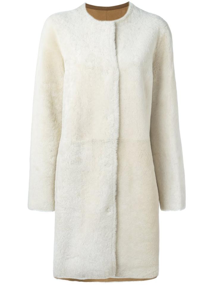 Yves Salomon Reversible Shearling Coat, Women's, Size: 36, Nude/neutrals, Lamb Fur/lamb Skin