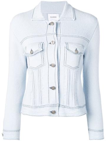 Barrie Chest Pocket Fitted Cardigan - Blue