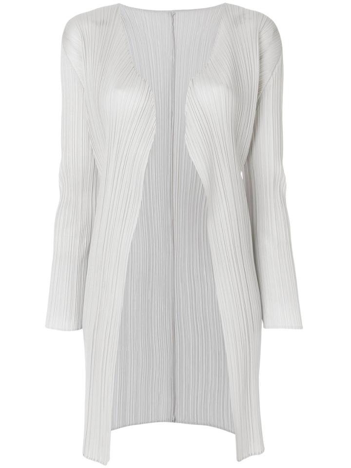 Pleats Please By Issey Miyake Pleated Fitted Cardigan - Grey