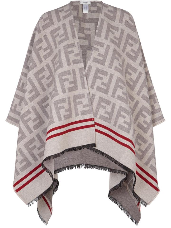 Fendi Ff Knit Poncho - Grey
