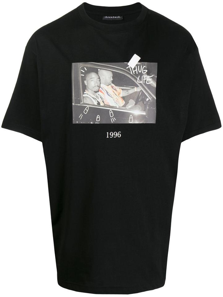 Throwback. Tupac Print T-shirt - Black