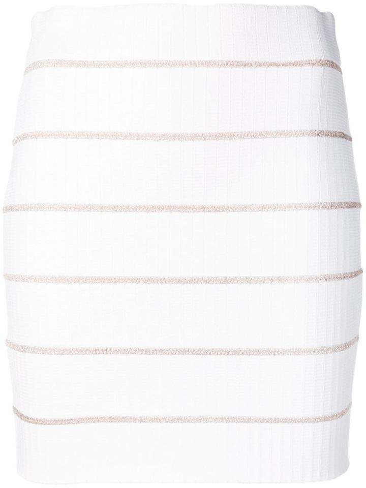 Balmain Striped Mini Skirt - White