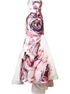 Monique Lhuillier Rose Print Gown, Women's, Size: 8, Pink/purple, Silk