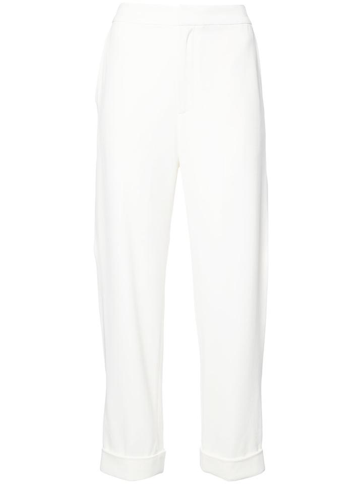 Sally Lapointe - Side Slit Trousers - Women - Spandex/elastane/acetate/viscose - 6, White, Spandex/elastane/acetate/viscose