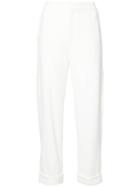 Sally Lapointe - Side Slit Trousers - Women - Spandex/elastane/acetate/viscose - 6, White, Spandex/elastane/acetate/viscose