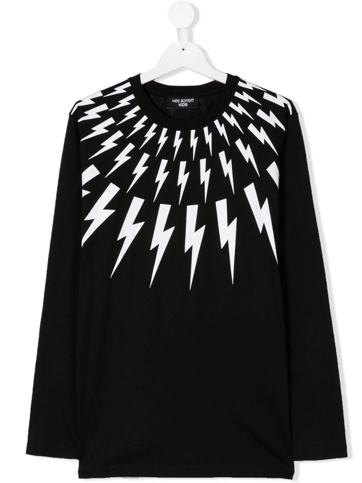 Neil Barrett Kids Teen Lightning Bolt T-shirt - Black