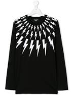 Neil Barrett Kids Teen Lightning Bolt T-shirt - Black