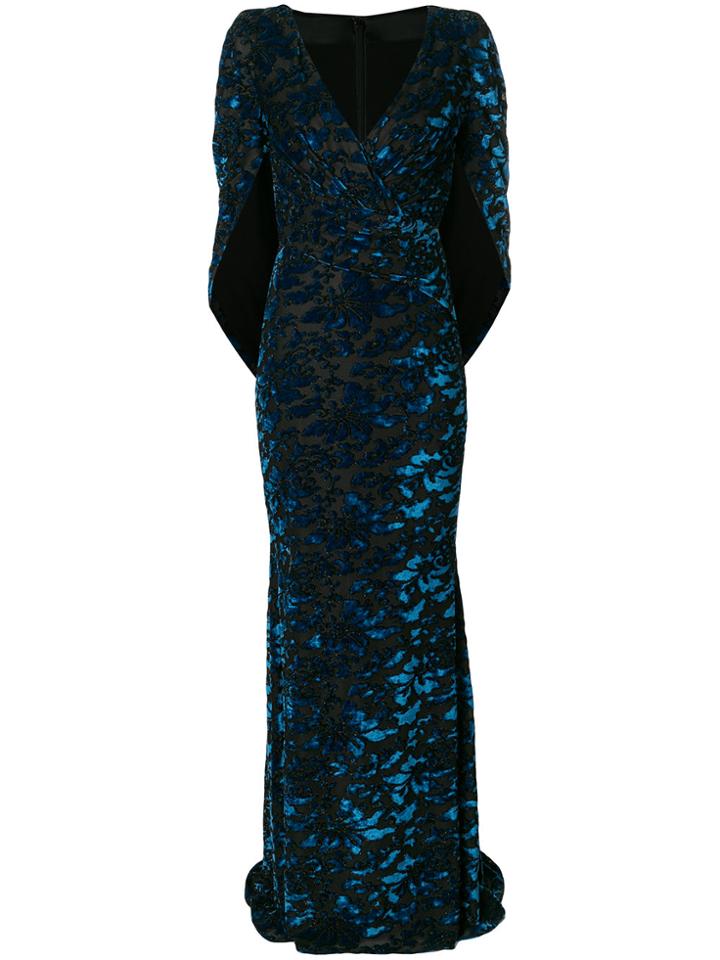 Talbot Runhof Velvet Cape Gown - Blue