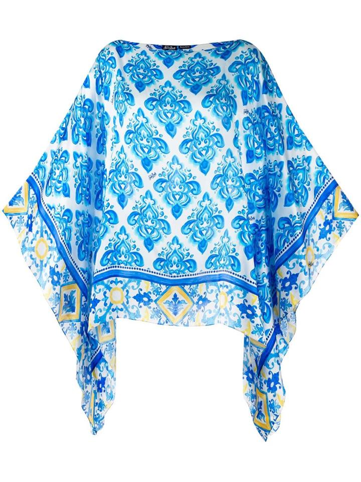 Mc2 Saint Barth Tile Print Poncho Dress - Blue