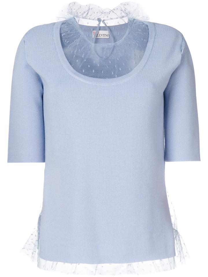 Red Valentino Lace Trim Knitted Top - Pink & Purple