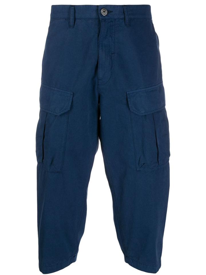 Stone Island Shadow Project Cropped Cargo Trousers - Blue