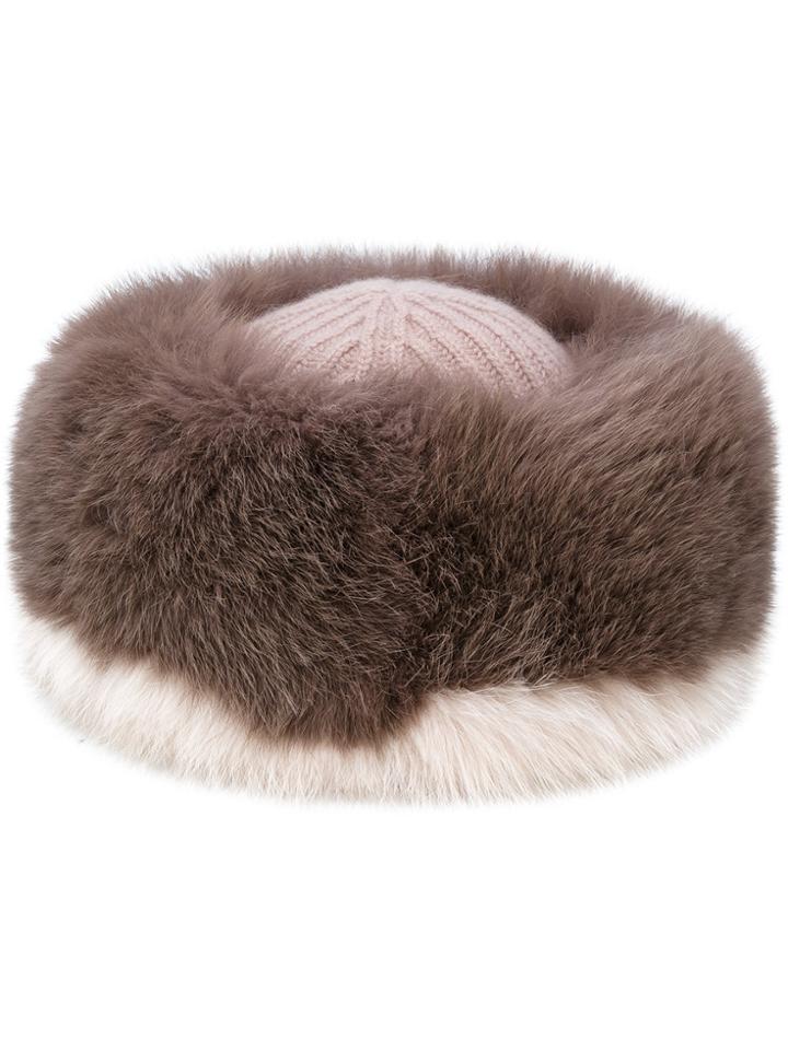 Agnona Fox Fur Hat - Pink & Purple