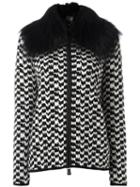 Moncler Grenoble Fur Collar Jacket, Women's, Size: Medium, Black, Goat Fur/wool/cashmere/polyamide