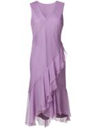 Alberta Ferretti Sleeveless Ruffle Front Dress - Pink & Purple