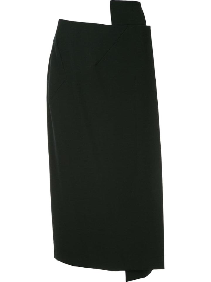 Yohji Yamamoto Vintage Midi Straight Wrap Skirt - Black