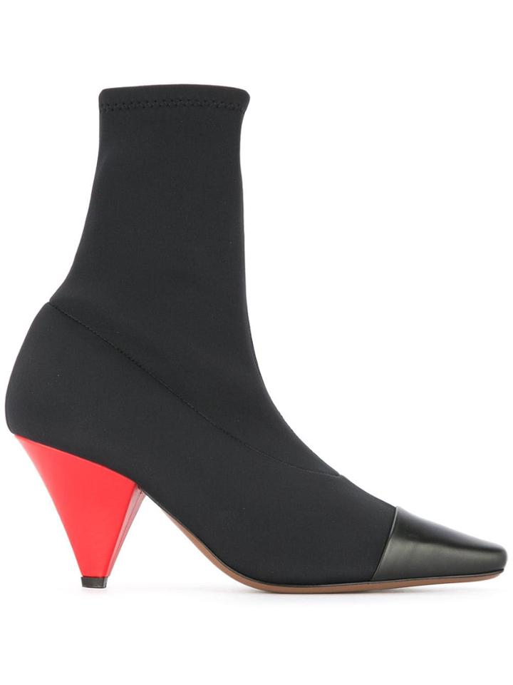 Neous Contrast Cone Heel Sock Boots - Black