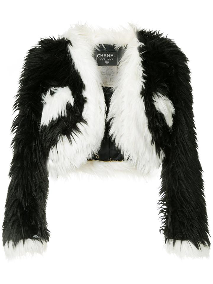Chanel Vintage Fur Effect Cropped Jacket - Black
