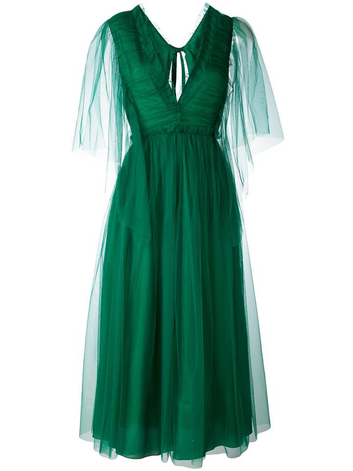 Rochas - Ruched Tie-back Dress - Women - Silk/polyamide - 44, Green, Silk/polyamide