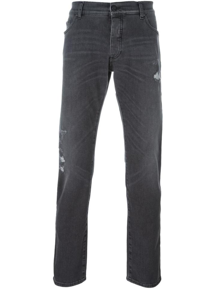 Palm Angels Distressed Slim-fit Jeans, Men's, Size: 32, Grey, Cotton/spandex/elastane/polyester