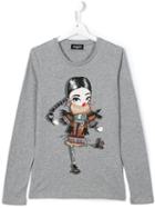 Dsquared2 Kids Girl Print T-shirt, Size: 14 Yrs, Grey